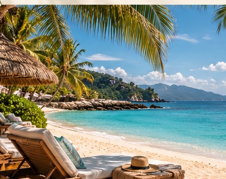 Dreamy white-sand beach and turquoise tropical water